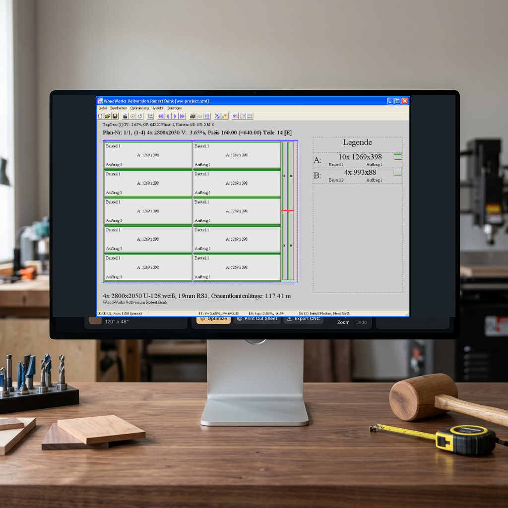 WoodWorks Software Schnittoptimierung Vorschau